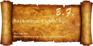 Balkovics Fidél névjegykártya